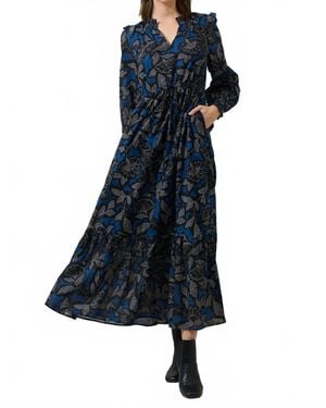 Sugarlips Aurina Floral Ruffle Midi Dress - Blue