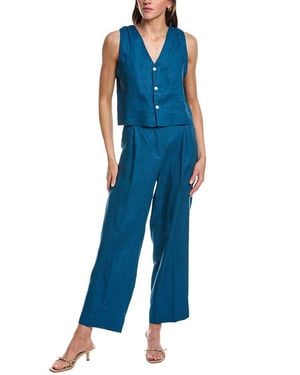 lemlem Adowa Shell Linen Tank Top - Blue