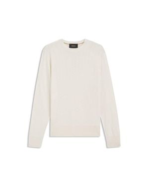 BOSS Silk Sweater With Jacquard Pattern - White