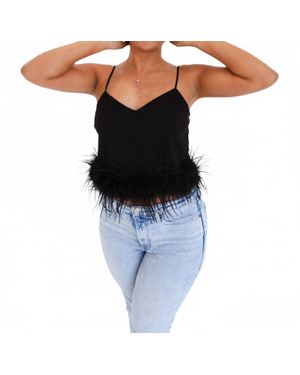 Wildflower Feather Trim Top - Black
