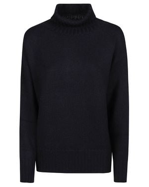 Drumohr Ribbed Knit Turtleneck Sweater With Structured Collar - Blue