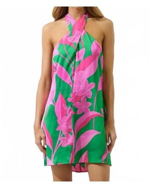 Sugarlips Zarae Blossom Lissa Halter Shift Mini Dress - Green