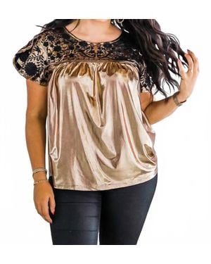 Layerz Clothing Embroidered Metallic Top - Black