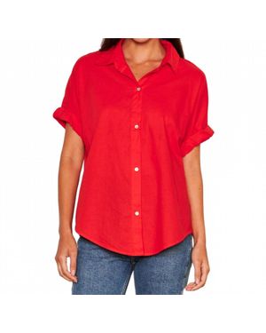 Sundry Roll Short Sleeve Top - Red