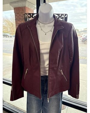 Pine Apparel Pleather Moto Jacket - Purple