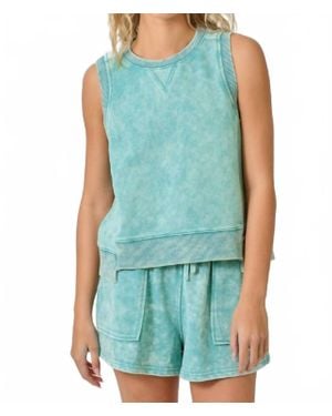Mystree Bowie Sleeveless Terry Top - Blue