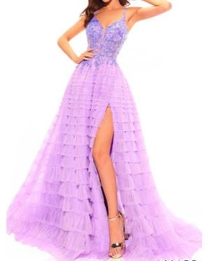 Amarra Spellbound V-Neckline A-Line Dress - Purple