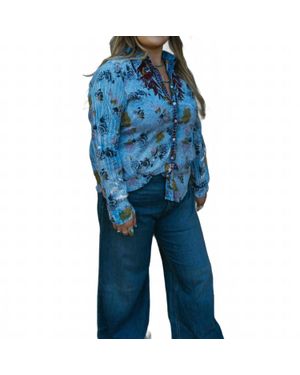 The Nu Vintage Stormy Kat Button Up Blouse - Blue