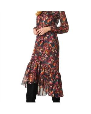 MISA Los Angles Floral Tiered Midi Skirt