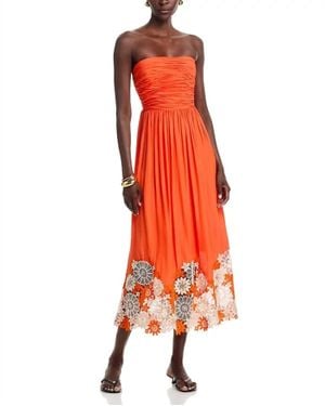 Ramy Brook Milani Embellished Strapless Midi Dress - Orange