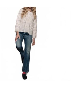 The Great The Lattice Lace Victorian Top - Blue