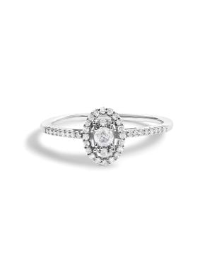 Haus of Brilliance 14K 1/5 Cttw Diamond Oval Shape With Halo Engagement Ring - White