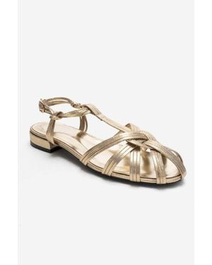 Prologue Shoes Rosse Block Heel Sandal - Metallic