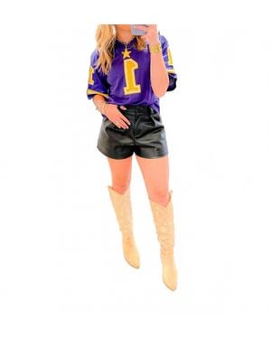 Belle Cher Lsu Sequin Jersey Top - Blue