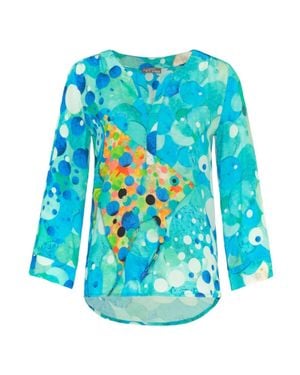 Dolcezza Big Angel Fish Mosaic Print Tunic Top - Blue