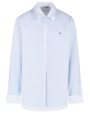 Acne Studios Light Button-Up Shirt With Unique Layered Design - Blue
