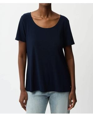 Joseph Ribkoff Scoop Neck Short Sleeve Flared Top - Black
