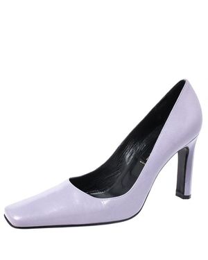 Casadei Lilac Leather Square Toe Pumps - Blue