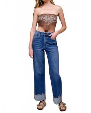 Hidden Jeans Dad Cuffed Stretch Jean - Blue