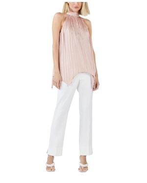 BCBGMAXAZRIA Pleated Neck Tie Halter Top - White