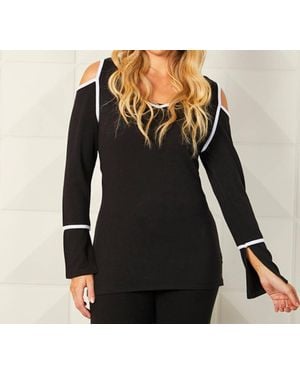 French Kyss Cold Shoulder Top - Black