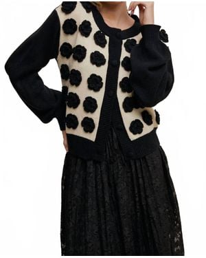 Listicle The Poppy Garden Knit Cardigan - Black