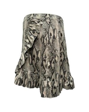 MSGM Snakeskin-Print Ruffled Mini Skirt - Gray