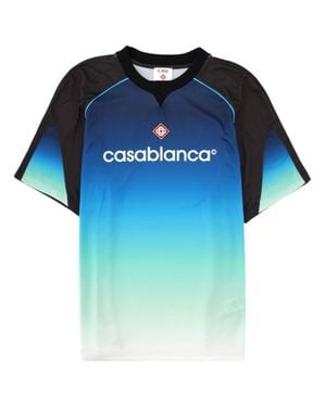CASABLANCA Gradient Design Logo Football Polyester T-Shirt - Blue