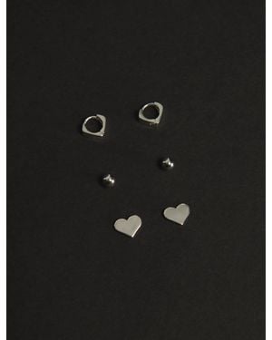 Lucky Brand Ball And Heart Studs - Black