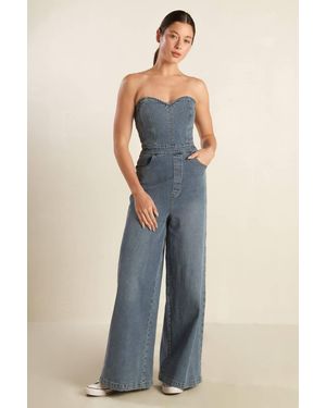 TRUEDAMES Look What We Started Denim Junpsuit - Blue