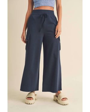 Kimberly C Wide Leg Cargo Pants - Blue