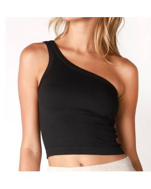 Nikibiki Solid One Shoulder Crop Top - Black