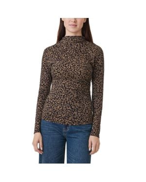 Habitual Funnel Neck Long Sleeve Top - Brown