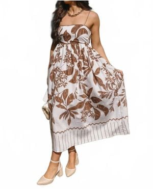 Everleigh Zariah Floral Midi Dress - White
