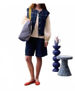 FRNCH Victory Denim Vest - Blue