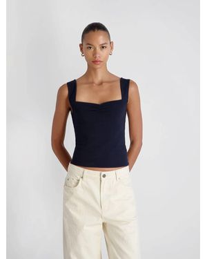 French Connection Maisie Jersey Knit Ruched Front Tank - Blue
