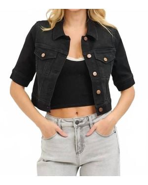 Risen Emmy Updated Short Sleeve Denim Jacket - Black