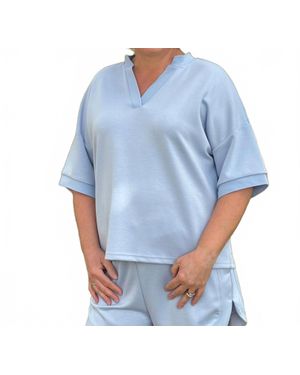 Southern Grace Eva Collection V-Neck Top - Blue