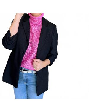 Sundayup Pleated Sleeve Blazer Jacket - Blue
