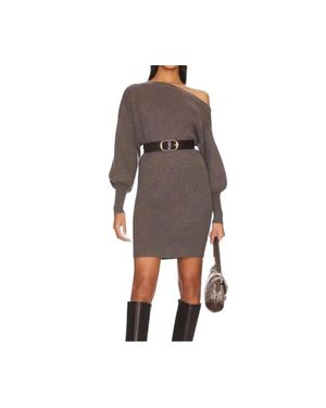 Line & Dot Long Sleeve Sweater Mini Dress - Gray