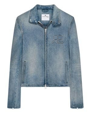 Courreges Silk-Nylon Denim Jacket - Blue