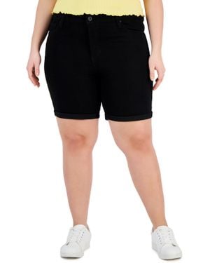 Celebrity Pink Mid Rise Cuffed Bermuda Shorts - Black