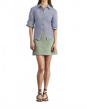 Tanya Taylor Winslet Collared Ruched Sleeves Top - Blue