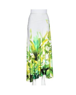 Roberto Cavalli Multicolored Printed Jersey Midi Skirt - Green