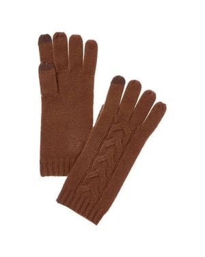 Bruno Magli Center Cable Cashmere Gloves - Brown