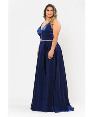 TRUEDAMES Plus Size Shinny Dress - Blue