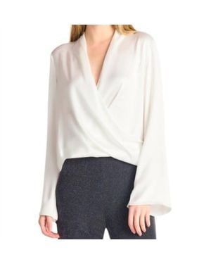 Dex Bell Sleeve Satin Top - White