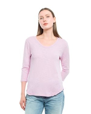 Wilt 3/4 Sleeve V-Neck Shirttail - Pink