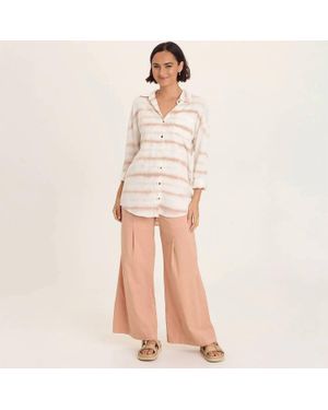 XCVI Dusten Lightweight Oversize Button-Up Top - Natural