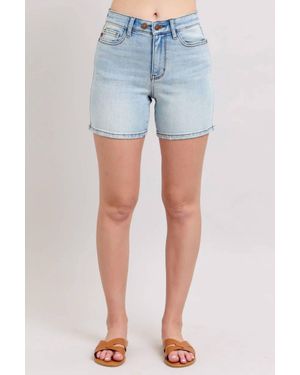 Judy Blue Two Button Dad Style Denim Shorts - Blue